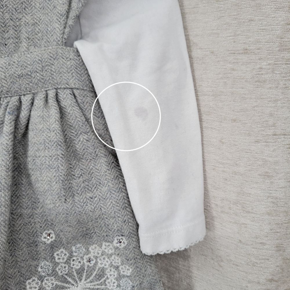 MONSOON Gray Wool Blend Dress with withe embroidery 3-6mo - Picture 14 of 16